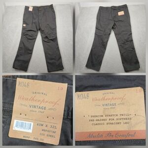 Weatherproof Vintage Men's Stretch Twill Pants 40x32 Steel Gray Classic Straight